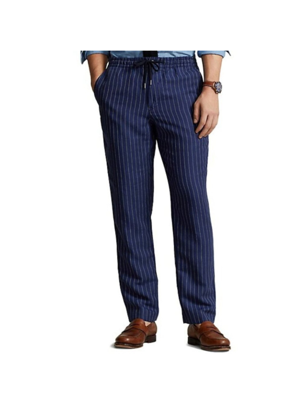 NWT Polo Ralph Lauren Prepster Classic-Fit Navy Blue Pinstriped Twill Pants